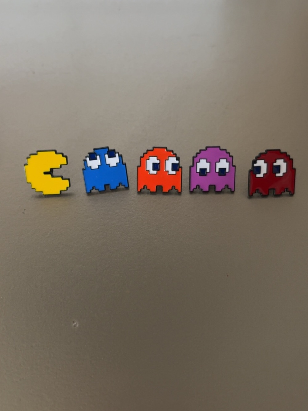 Vintage Pac-Man Enamel Pin Set - Yellow Pac-Man & Colored Ghosts